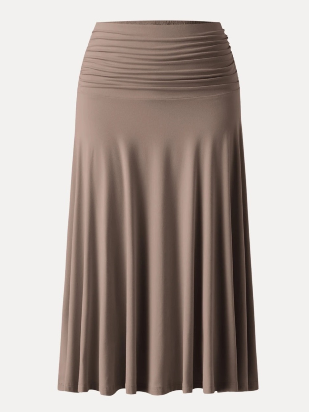 OGL | Eco-SkinKiss® Flowy Side Ruched A-line Midi Skirt Iced Mocha | Medium New